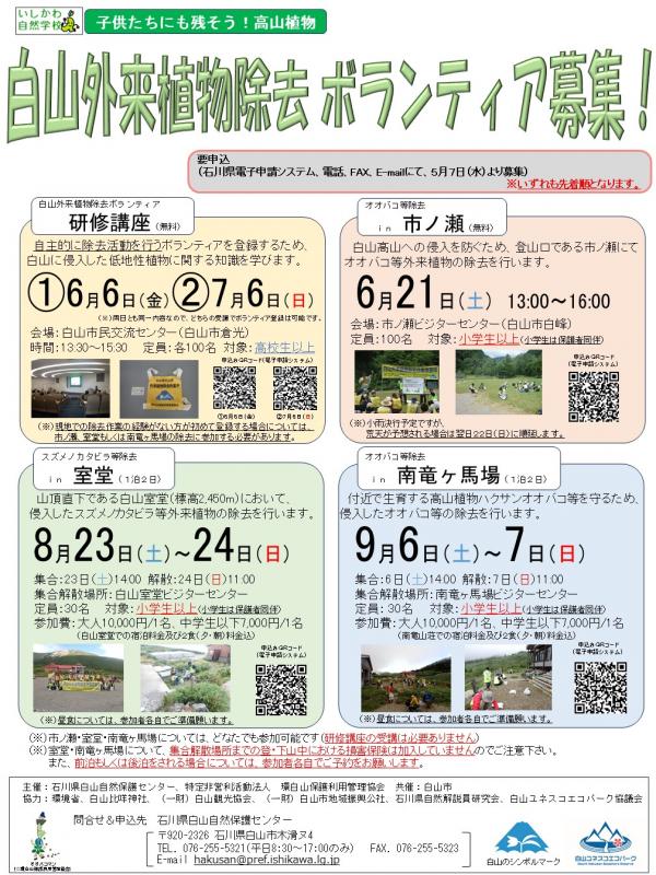 令和7年白山外来植物除去ポスター