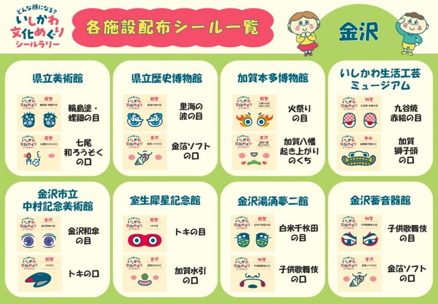 施設配布シール一覧金沢