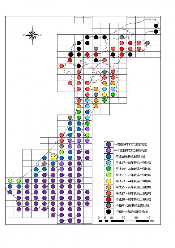 石川県内のツキノワグマの分布